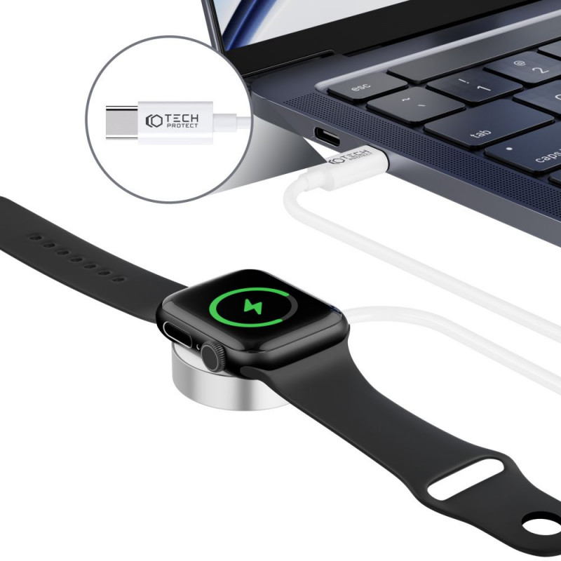 Tech-Protect UltraBoost magnetic charger for Apple Watch, USB-C, 120 cm, white