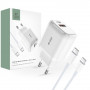 Tech-Protect C20W 2-port wall charger PD 20W QC 3.0 with USB-C cable, white