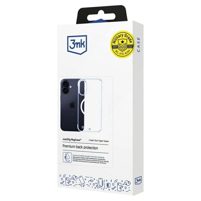 3mk Just20g MagCase Apple iPhone 16 smartphone case, transparent