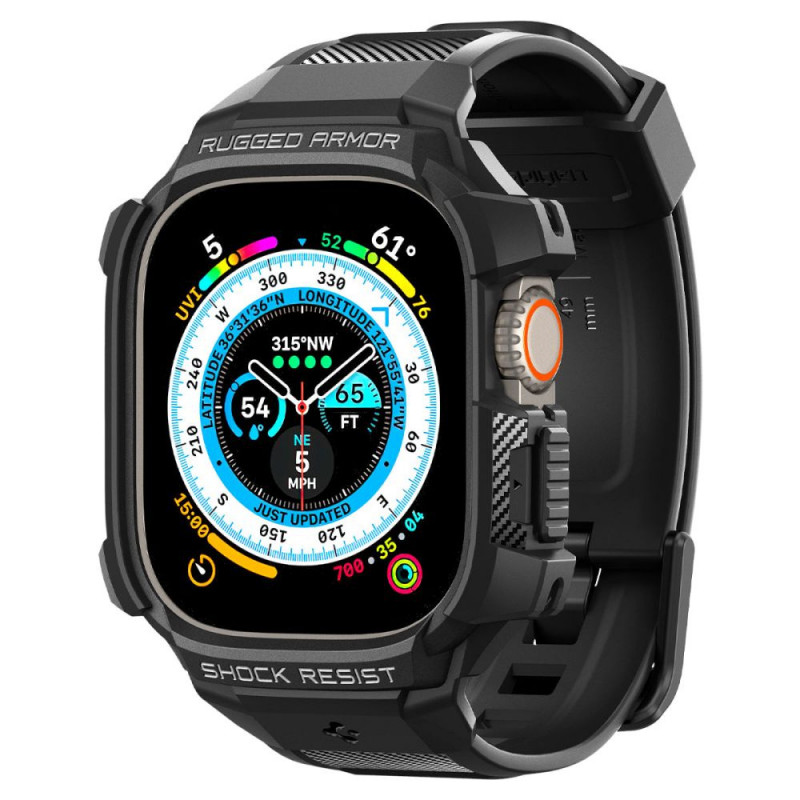 Spigen Rugged Armor Pro Strap Case for Apple Watch Ultra 1 / 2 / 3 49 mm, Black