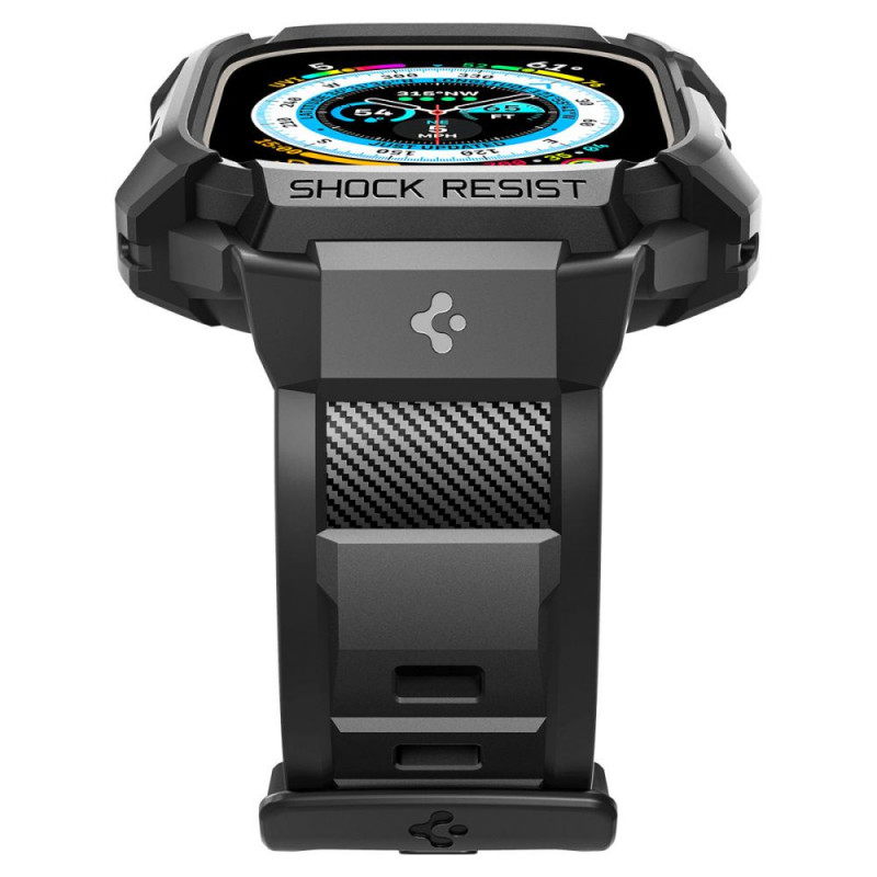 Spigen Rugged Armor Pro Strap Case for Apple Watch Ultra 1 / 2 / 3 49 mm, Black