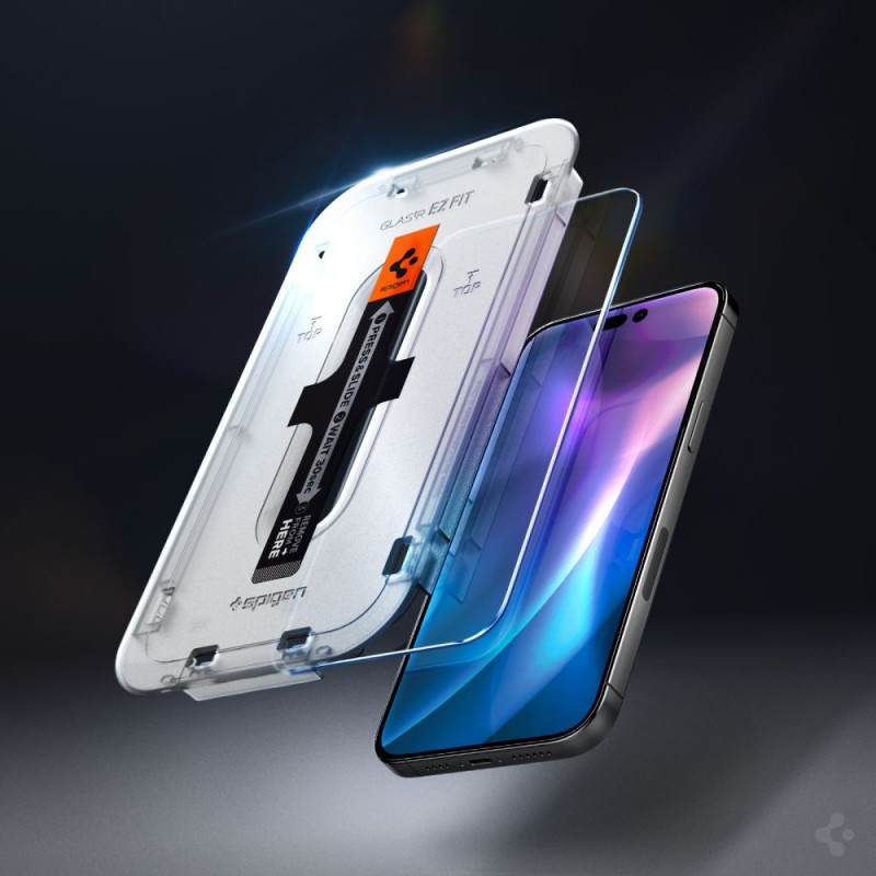Spigen GLAS.tR EZ Fit Tempered Glass for Apple iPhone 14 Pro, Clear (2 pcs)