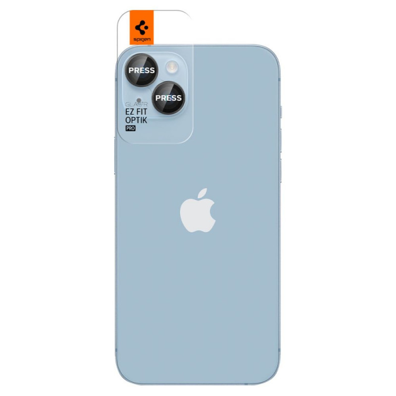 Spigen Optik.tR EZ Fit Camera Lens Protector for Apple iPhone 14 / 14 Plus / 15 / 15 Plus, Black (2 pcs)