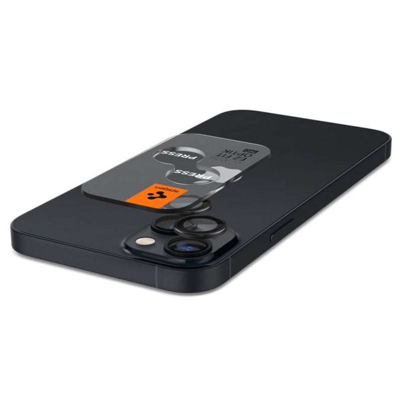 Spigen Optik.tR EZ Fit Camera Lens Protector for Apple iPhone 14 / 14 Plus / 15 / 15 Plus, Black (2 pcs)