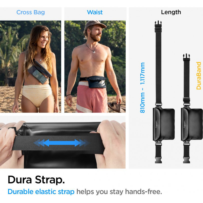 Spigen Aqua Shield A620 Universal Waterproof Waist Bag IPX8, Black