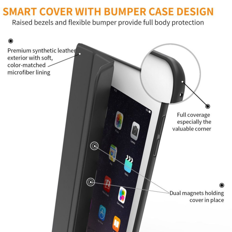 Tech-Protect Smartcase THP770BLK case for Apple iPad 9.7 (2017/2018, 5th/6th Gen), black