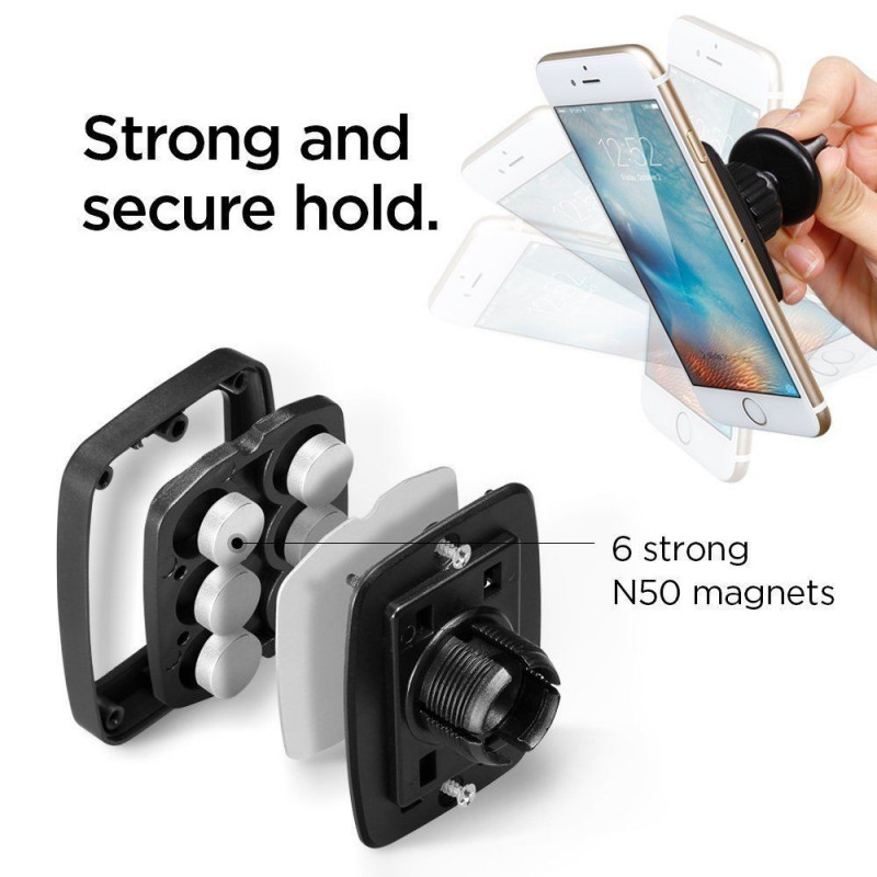 Spigen H12 magnetic car air vent phone holder 000CD20115, black