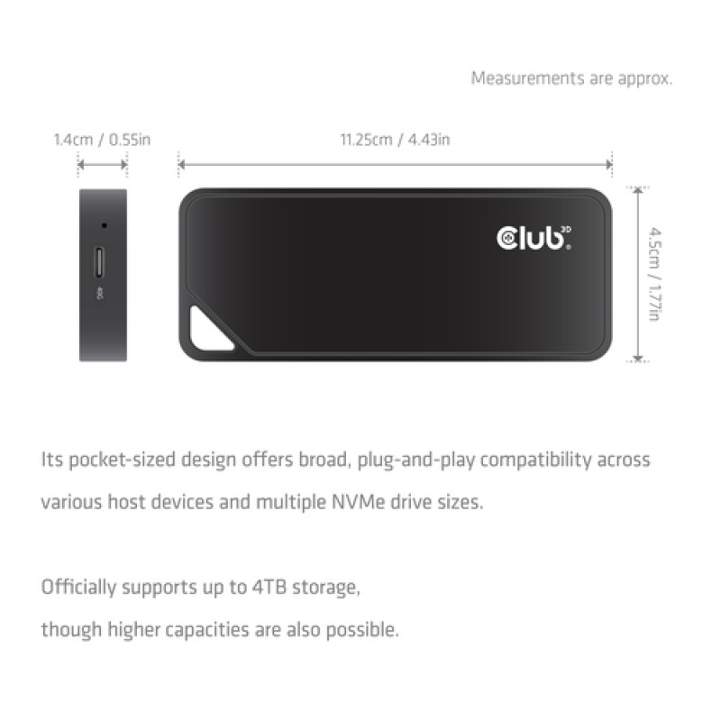 Club3D CAC-2510 M.2 NVMe SSD enclosure with fan, USB4