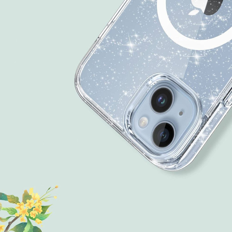 Tech-Protect FlexAir Hybrid MagSafe Case for Apple iPhone 15, Glitter Clear