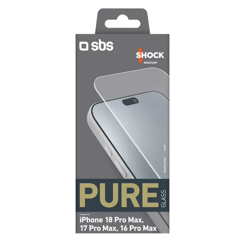 SBS Pure Glass Tempered Glass for iPhone 18 Pro Max / 17 Pro Max / 16 Pro Max (1 pc)