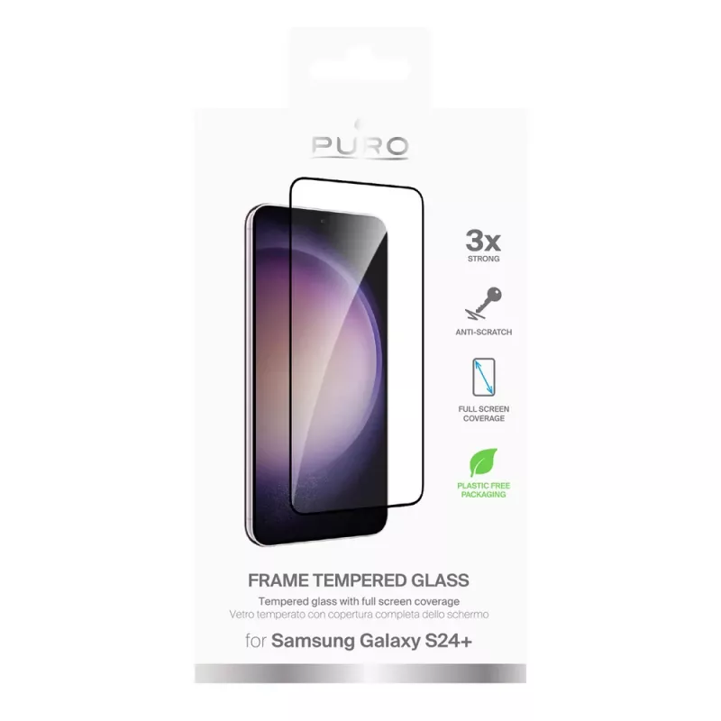 PURO Frame Tempered Glass with Black Frame for Samsung Galaxy S25+ / S24+