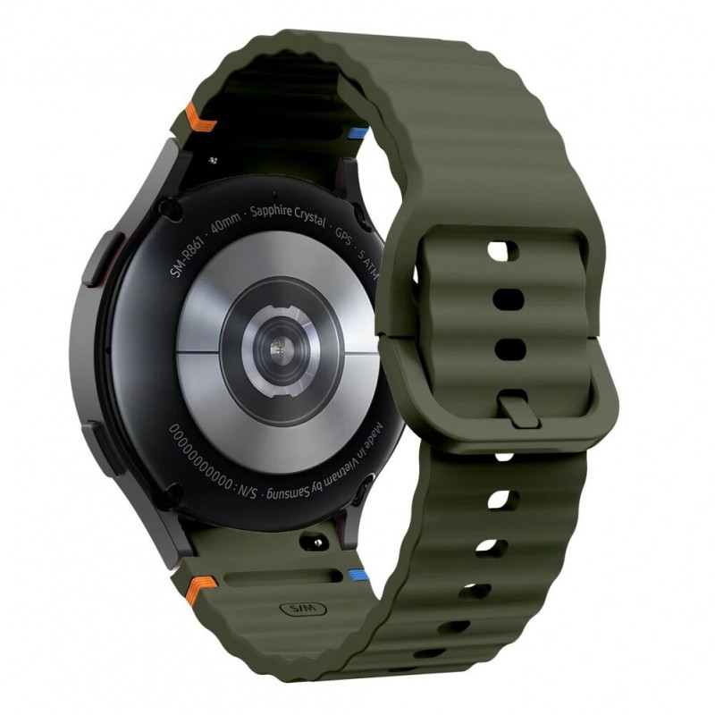 Tech-Protect Silicone Sport Strap THP3054 for Samsung Galaxy Watch 4/5/5 Pro/6/7/FE, Army Green