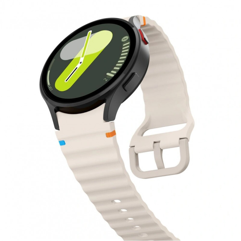 Tech-Protect Silicone Sport Strap for Samsung Galaxy Watch 4/5/5 Pro/6/7/FE, Starlight