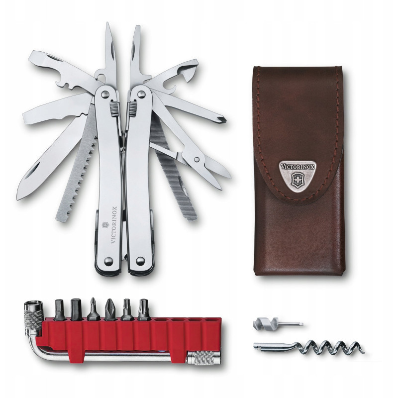 Victorinox Swiss Tool Spirit X Plus multi-tool, stainless steel, leather, 105 mm (3.0235.L)