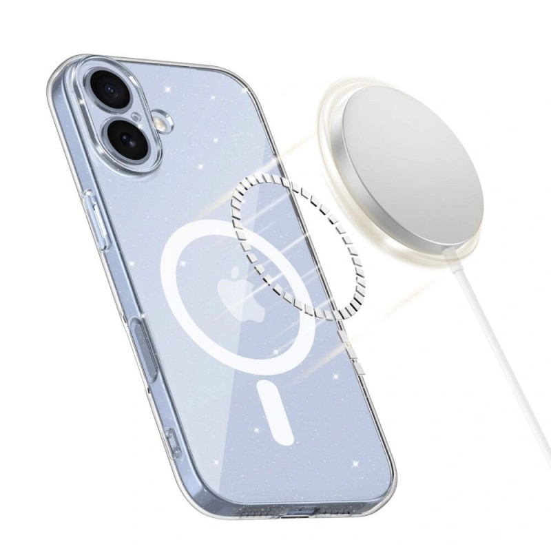Tech-Protect FlexAir MagSafe case for Apple iPhone 17, clear glitter
