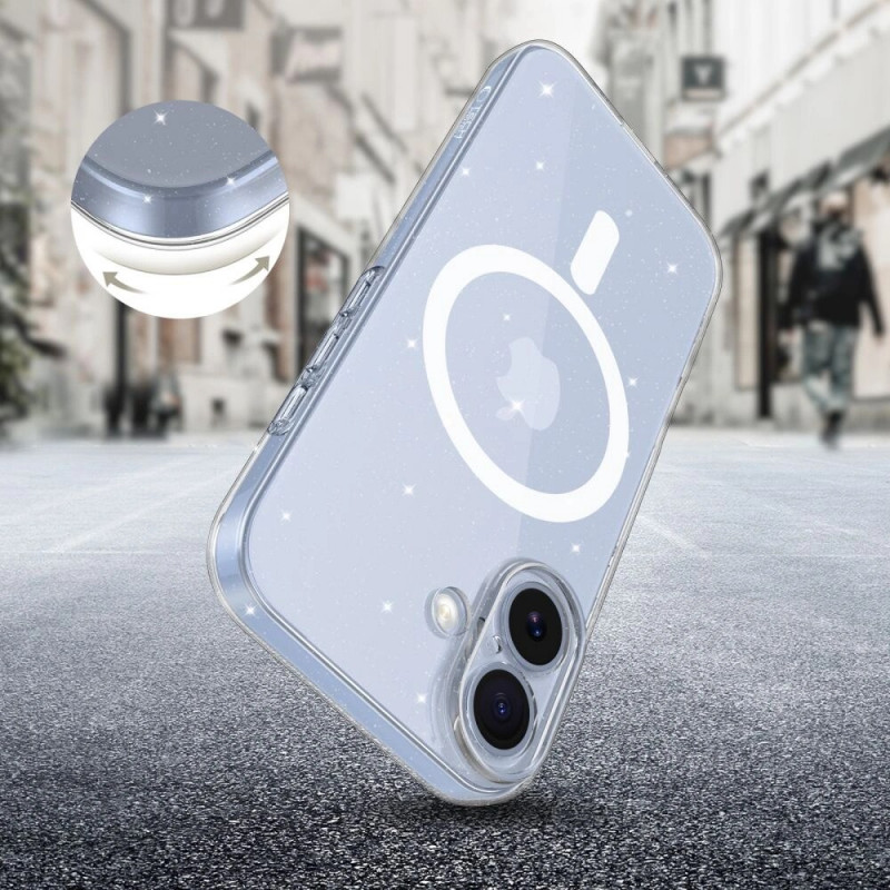 Tech-Protect FlexAir MagSafe case for Apple iPhone 17, clear glitter