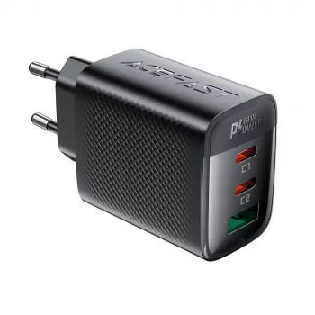Acefast A108 GaN PD 67W Wall Charger, 2x USB-C, 1x USB-A, Black