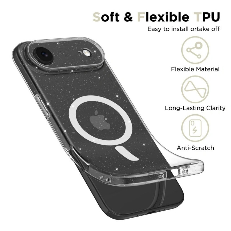 Tech-Protect FlexAir MagSafe case for Apple iPhone Air, clear glitter