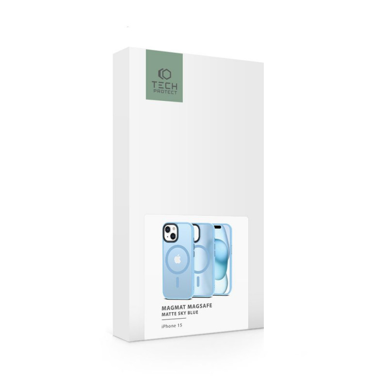 Tech-Protect MagMat MagSafe Apple iPhone 15 case, Matte Sky Blue