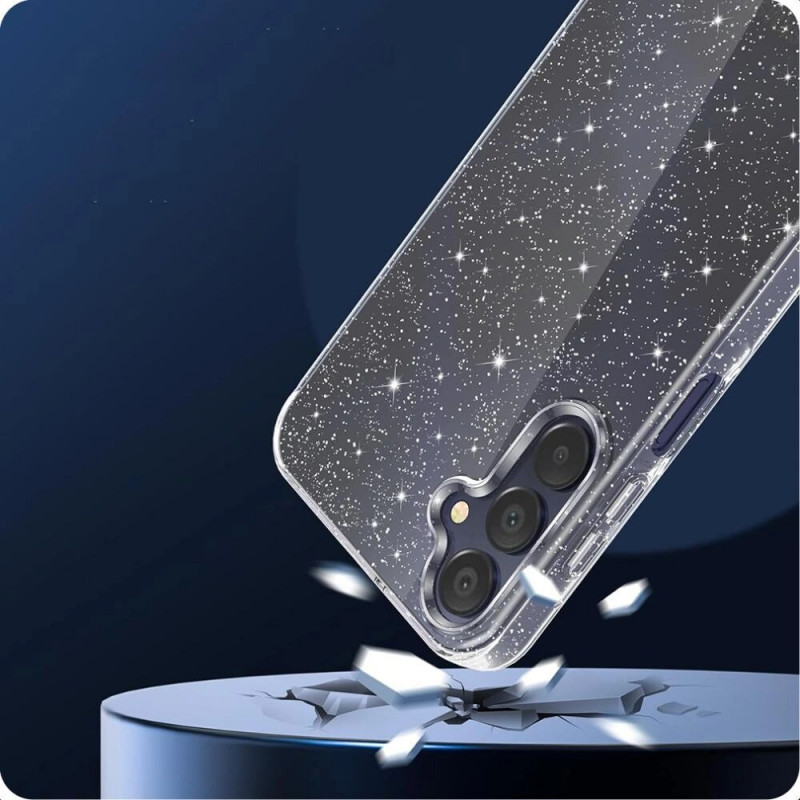 Tech-Protect FlexAir case for Samsung Galaxy S25, clear glitter