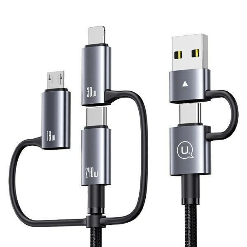 USAMS Sufeng Series SJ737 6-in-1 charging and data cable, 240W, digital display, aluminium alloy, 1.2 m