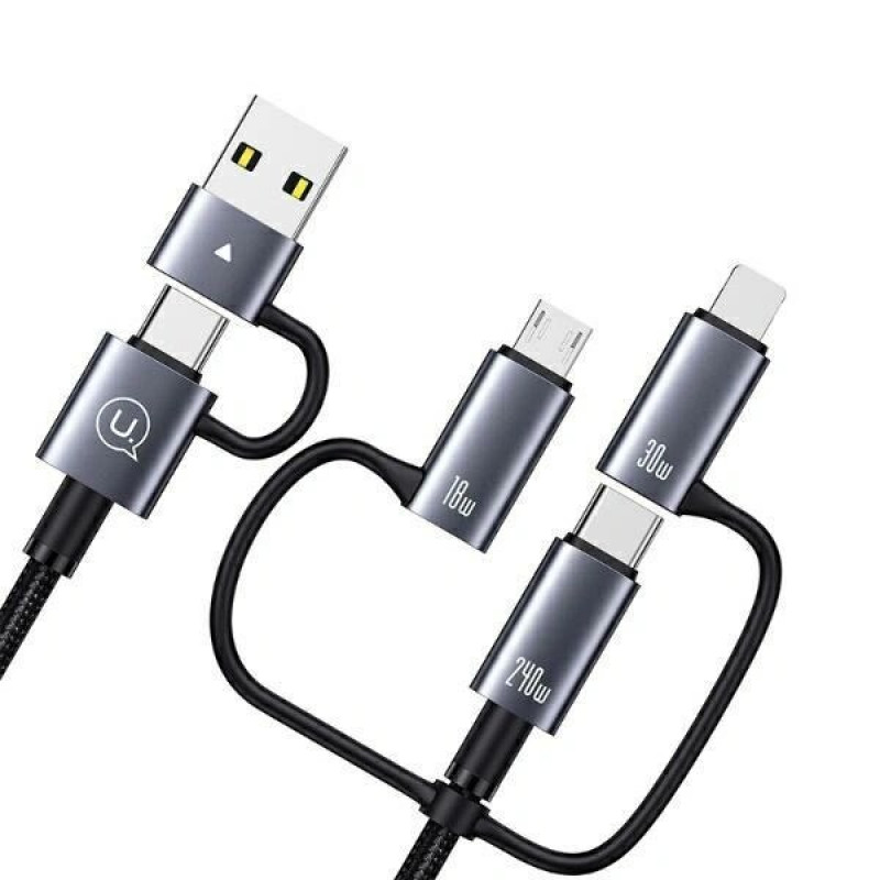 USAMS Sufeng Series SJ737 6-in-1 charging and data cable, 240W, digital display, aluminium alloy, 1.2 m