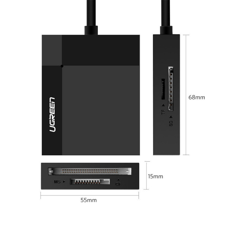 Ugreen CR125 USB 3.0 card reader, SD / microSD / CF / MS, black