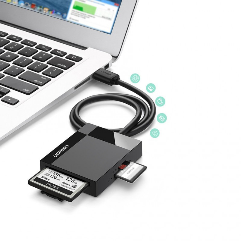 Ugreen CR125 USB 3.0 card reader, SD / microSD / CF / MS, black