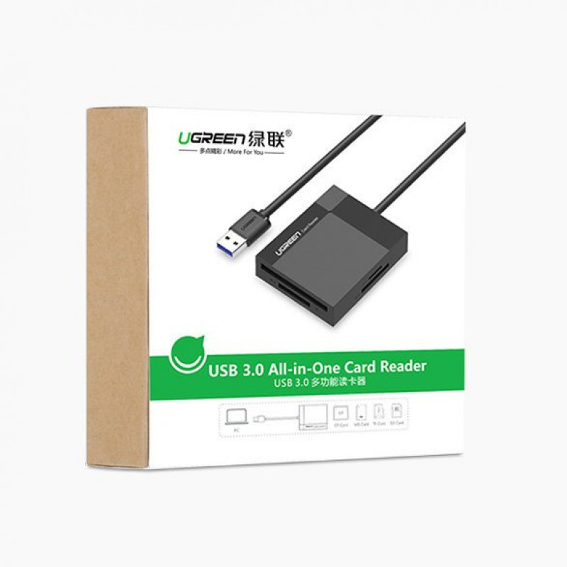 Ugreen CR125 USB 3.0 card reader, SD / microSD / CF / MS, black