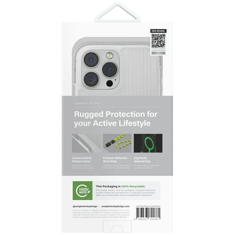 UNIQ Combat Active Case for Apple iPhone 16 Pro Max, Magclick Charging, lume white
