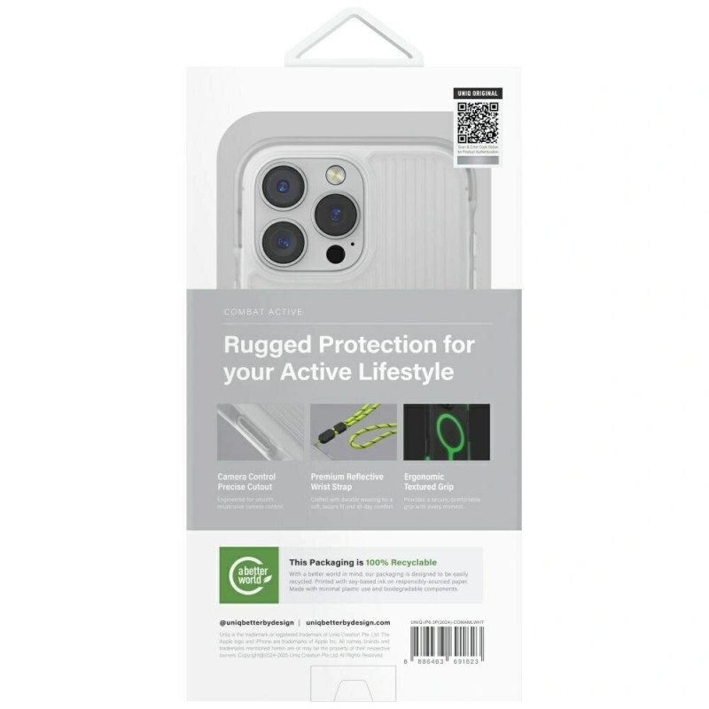 UNIQ Combat Active Case for Apple iPhone 16 Pro, Magclick Charging, lume white
