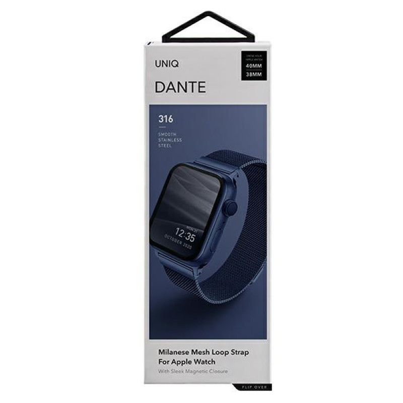 UNIQ Dante Stainless Steel Strap for Apple Watch 4/5/6/7/SE 40/41 mm, Marine Blue