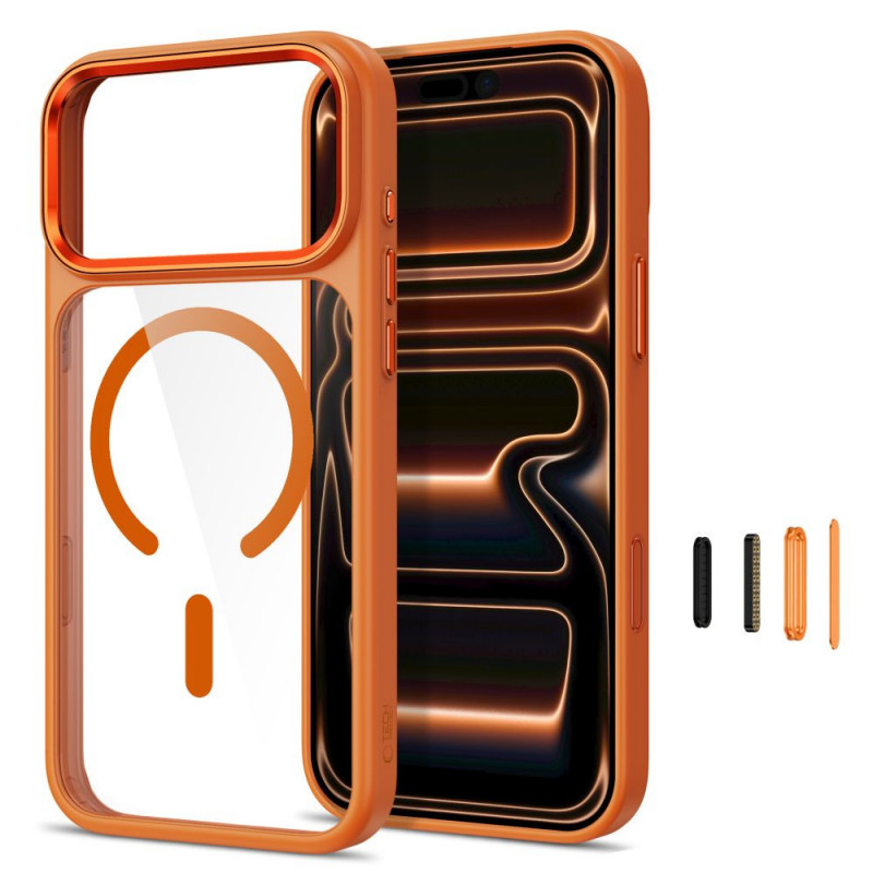 Tech-Protect Magmat MagSafe CC Case for Apple iPhone 17 Pro / 18 Pro, Cosmic Orange / clear