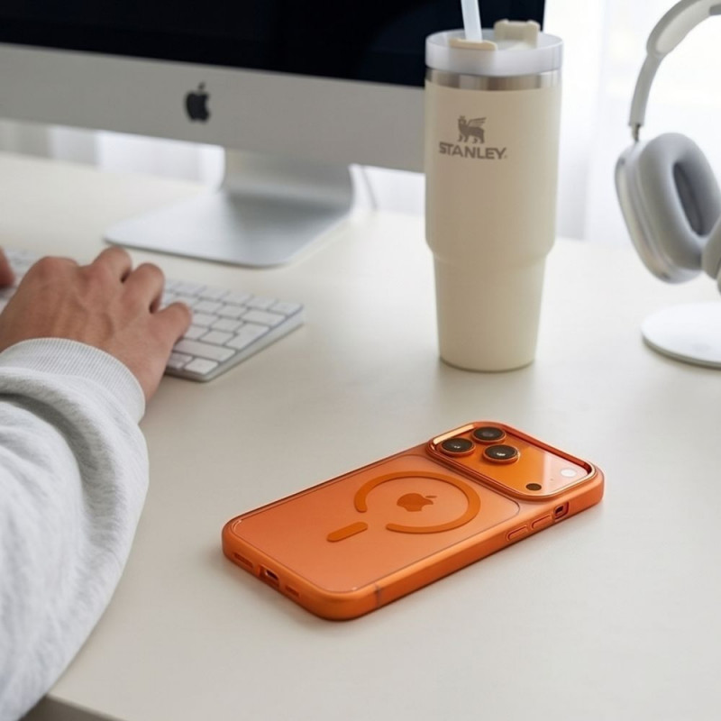 Tech-Protect Magmat MagSafe CC Case for Apple iPhone 17 Pro Max / 18 Pro Max, Cosmic Orange / clear