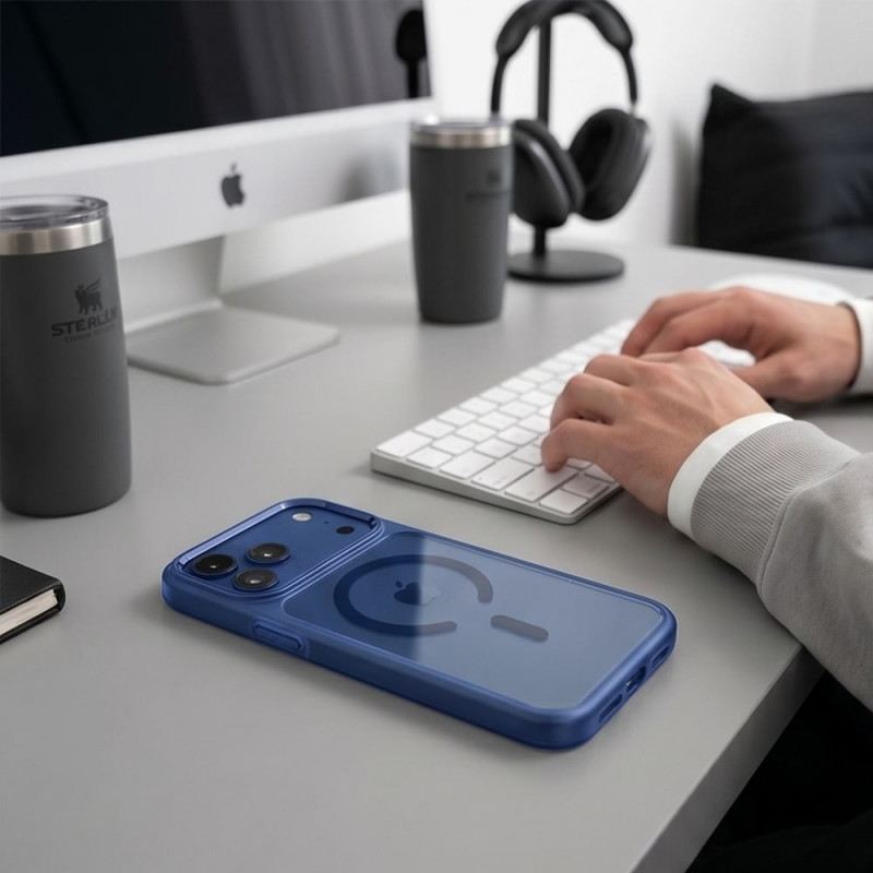 Tech-Protect Magmat MagSafe CC Case for Apple iPhone 17 Pro / 18 Pro, Deep Blue / clear