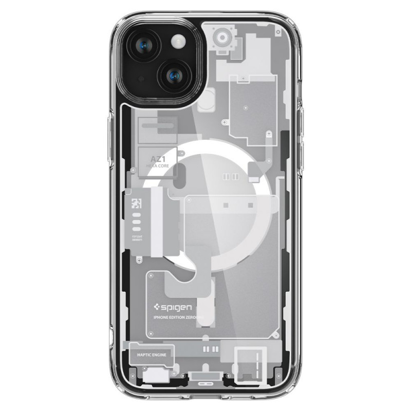Spigen Ultra Hybrid Mag case with MagSafe for Apple iPhone 15 Plus / 14 Plus, Zero One, White