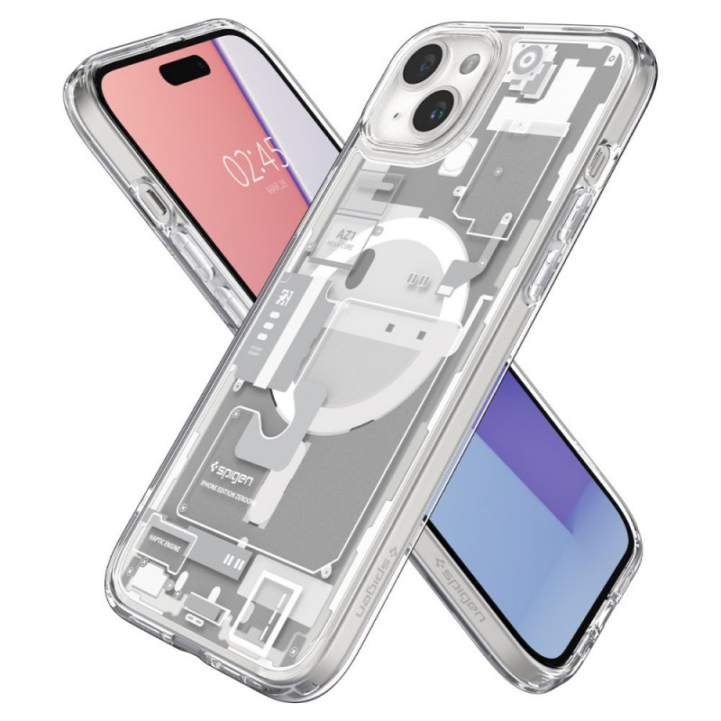 Spigen Ultra Hybrid Mag case with MagSafe for Apple iPhone 15 Plus / 14 Plus, Zero One, White
