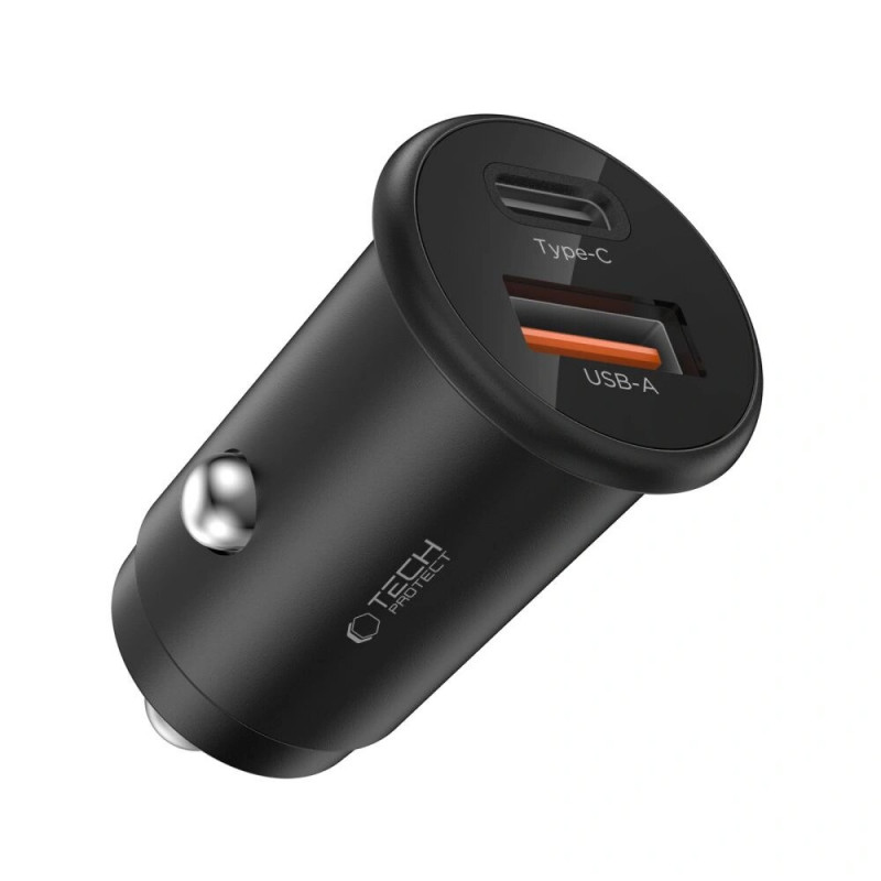 Tech-Protect CC02 2-Port Car Charger USB-A / USB-C, PD 35W / QC 3.0, Black (THP4079)