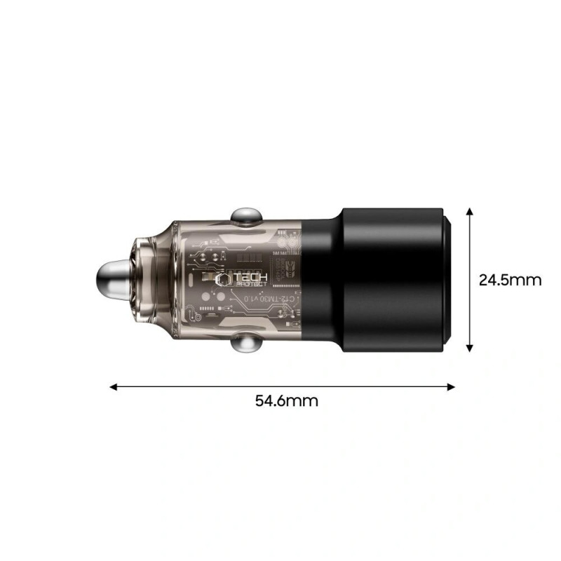 Tech-Protect CC03 2-Port Car Charger USB-A / USB-C, PD 75W, Black
