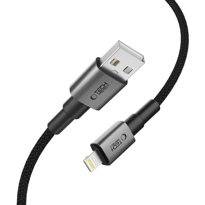 Tech-Protect Ultraboost DNA USB-A / Lightning Cable, 12W, 2.4A, 25 cm, Iron Grey