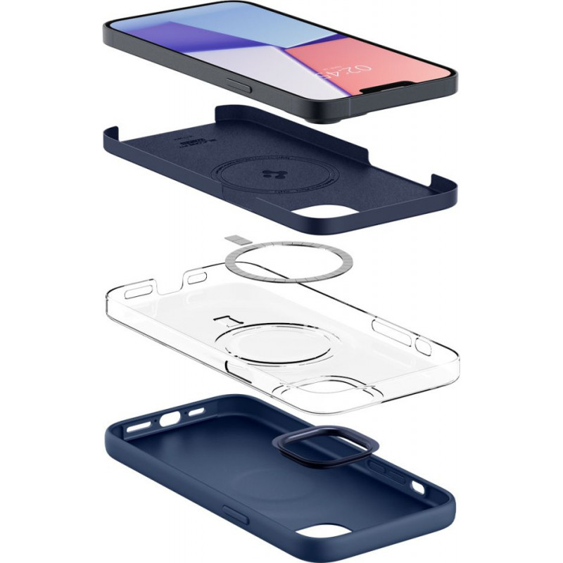 Spigen Silicone Fit Mag (ACS04921) MagSafe Case for Apple iPhone 14 Plus / 15 Plus, Navy Blue