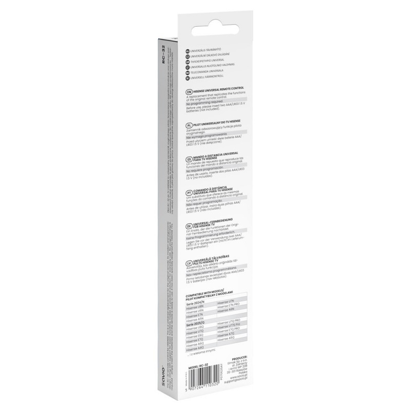 Savio RC-32 universal replacement remote control for Hisense TV