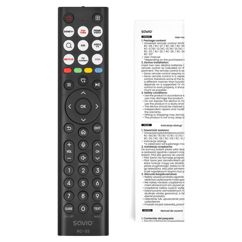 Savio RC-32 universal replacement remote control for Hisense TV