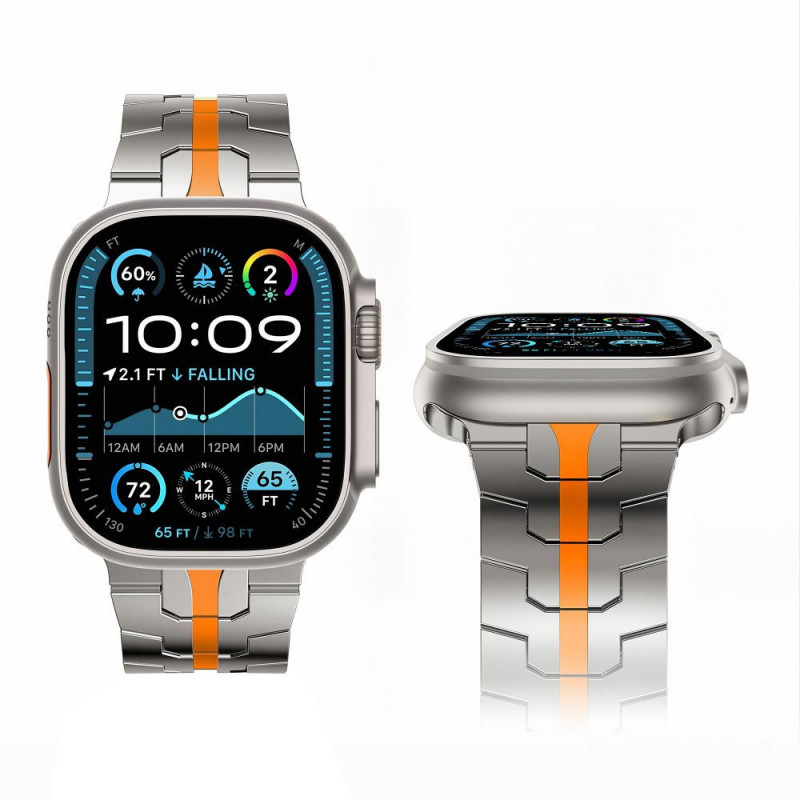 Tech-Protect Stainless THP6100 Apple Watch 8 / 9 / 10 / 11 / 12 / SE / Ultra 44/45/46/49 mm Stainless Steel Bracelet, Titanium/Orange