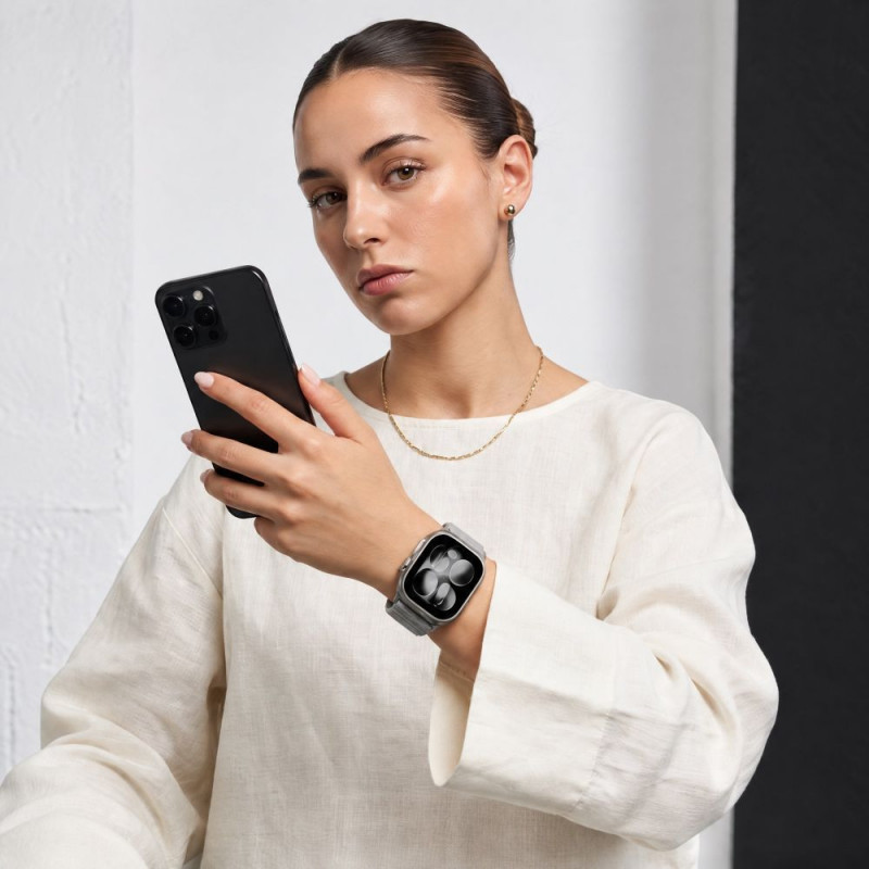 Tech-Protect Nylonloop Apple Watch 8 / 9 / 10 / 11 / 12 / SE / Ultra 44/45/46/49 mm Watch Strap, Light Grey