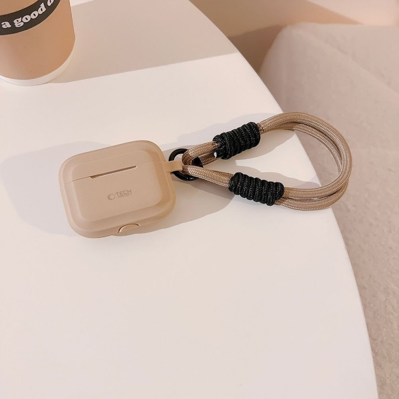 Tech-Protect Silicone Rope Case for Apple AirPods Pro 1 / 2, Cafe Latte