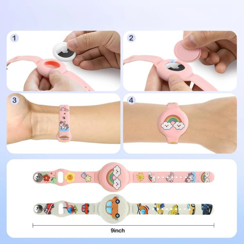 Tech-Protect Smooth Band for Kids Wristband for Apple AirTag 1 / 2, Colorful (2 pcs)