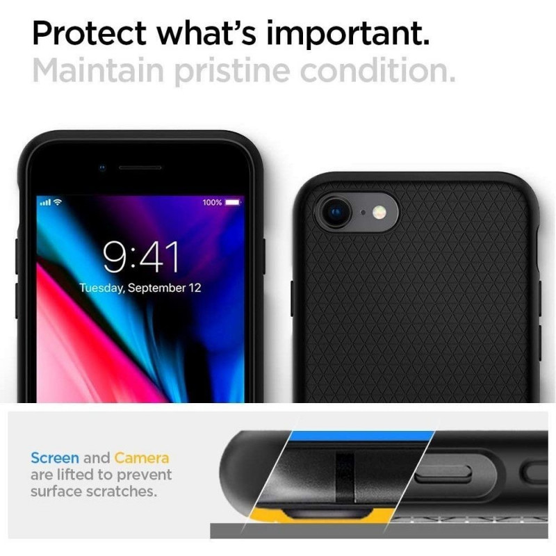 Spigen Liquid Air Case for Apple iPhone SE 2022 / SE 2020 / 8 / 7, Black
