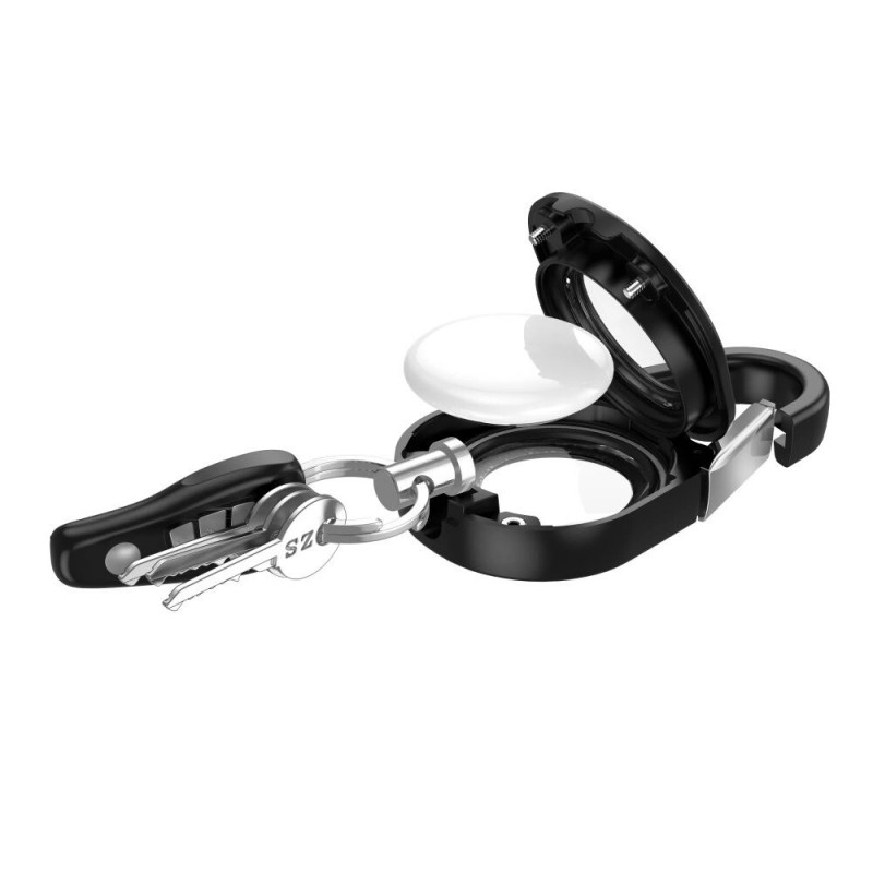 Tech-Protect Slidelock Carabiner Keychain Case for Apple AirTag 1/2, Black