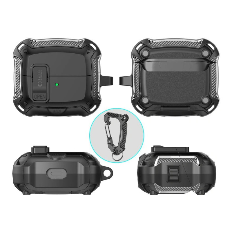 Tech-Protect Carbonox MagSafe Case THP4736 for Samsung Galaxy Buds 3 / 3 FE / 3 Pro, Black